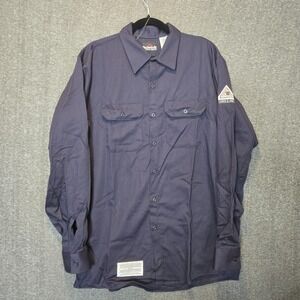 Bulwark FR Button Shirt Large Blue CAT 2 2112 Flame Resistant Outdoors ARC Mens